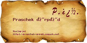 Praschek Árpád névjegykártya